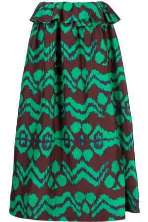 ULLA JOHNSON Graphic-prink silk skirt