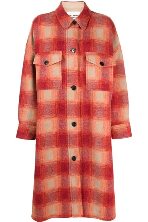 Marant Etoile Plaid-check flannel midi coat