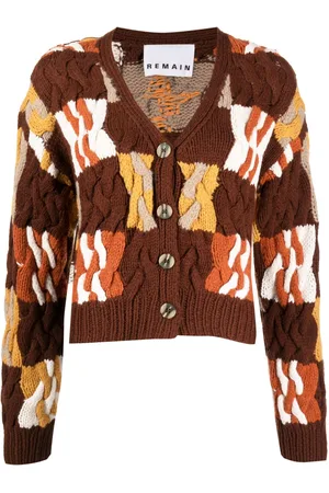 REMAIN Button-down cable-knit cardigan
