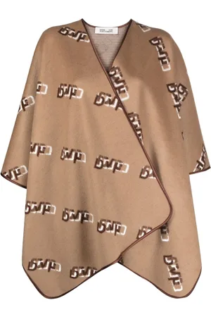 Diane von Furstenberg Curtis logo-jacquard cape