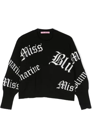 MISS BLUMARINE Logo-embroidered knitted jumper