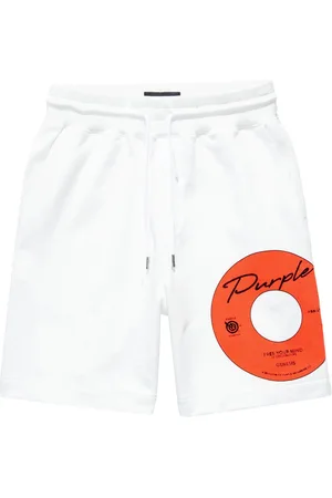 Purple Brand Logo-print drawstring cotton shorts