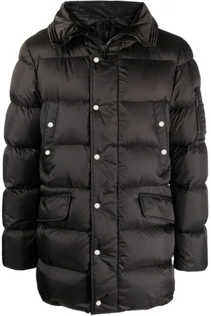 MOORER Padded press-stud fastening coat