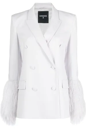 Patrizia Pepe Feather-cuffs flannel blazer