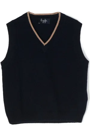 Il gufo V-neck knitted wool vest