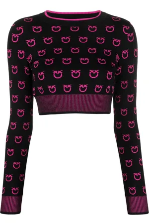 Pinko Intarsia-knit cropped jumper