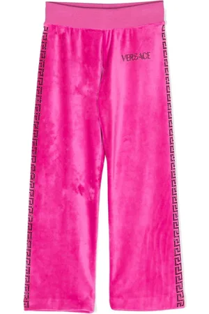 VERSACE Crystal-embellished Greca-print trousers