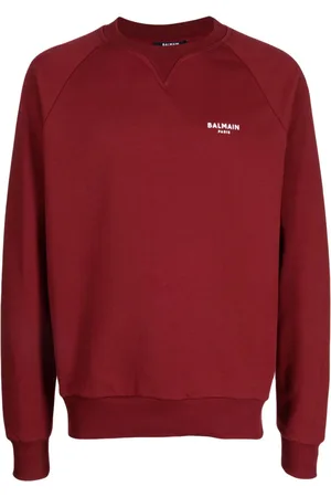 Balmain Flocked-logo cotton raglan sweatshirt