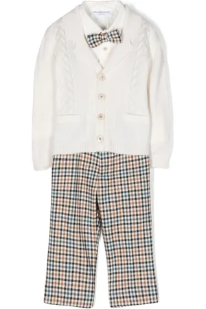 COLORICHIARI Check-pattern wool dungarees