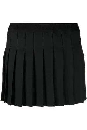 VERSACE Logo-print strap pleated skirt