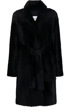 YVES SALOMON Notched-lapels belted-waist coat