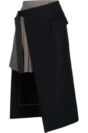 SACAI Asymmetric panelled wool skirt