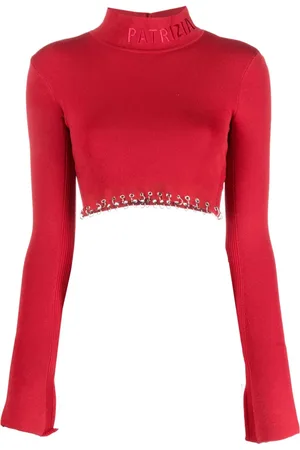 Patrizia Pepe Eyelet-embellished cropped jumper