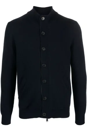 BRIONI Leather-trimmed cashmere cardigan