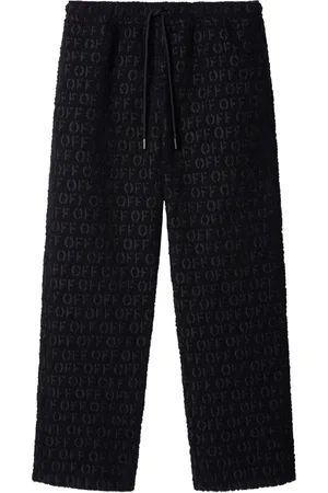 OFF-WHITE Logo-jacquard bouclé trousers