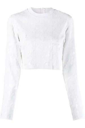 Iceberg Sequin-embellished houndstooth crop top
