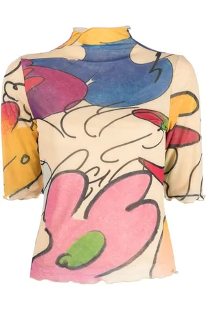 SUNNEI Whatever-print tulle-sleeve top