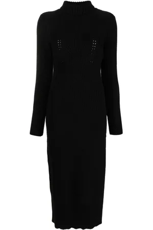 Patrizia Pepe Long-sleeve ribbed-knit midi dress