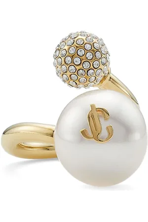 Jimmy Choo Auri logo-plaque cuff ring