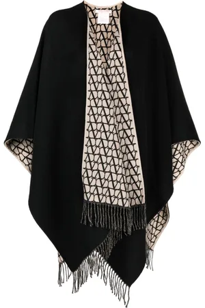 VALENTINO GARAVANI Toile Iconographe fringed cape