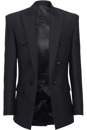 Balmain Mini Monogram-print satin blazer