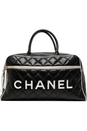 Chanel 1995 Vintage Pink XL Large Duffle Bowler Lettered Logo Bag