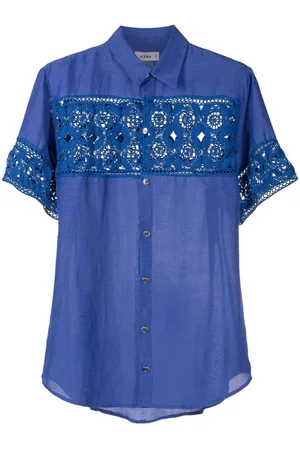 AMIR SLAMA Crochet-panel short-sleeved shirt