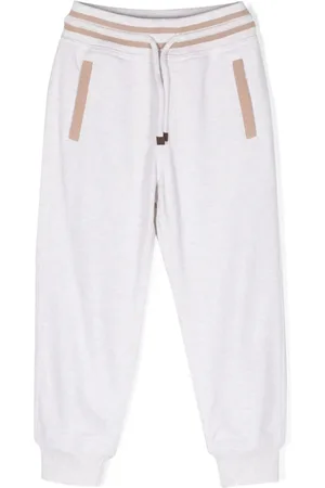 Brunello Cucinelli Mélange-effect ribbed-waist track pant