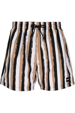 Mr P. - Men - Arrow Straight-Leg Mid-Length Printed Swim Shorts Brown - Xs