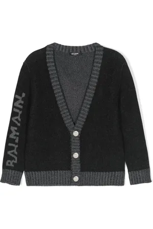 Balmain Logo-embellished fine-knit cardigan