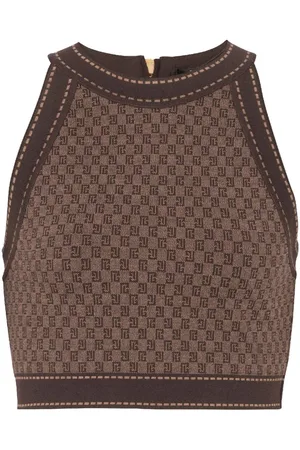 Balmain Monogram-jacquard cropped top