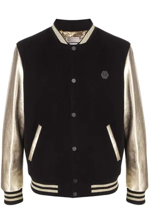 Philipp Plein Metallic effect-sleeves bomber jacket