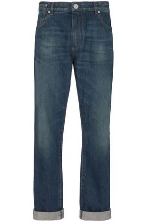 Balmain Vintage logo-patch straight-leg jeans
