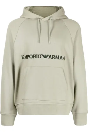 Emporio Armani Logo-embroidered cotton hoodie