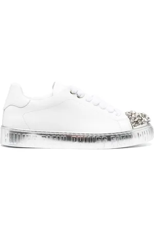 Philipp Plein Crystal-embellished lace-up leather sneakers