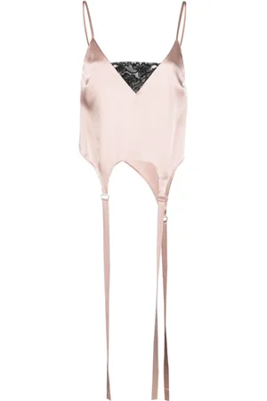 SSHEENA Lace-panel satin camisole top