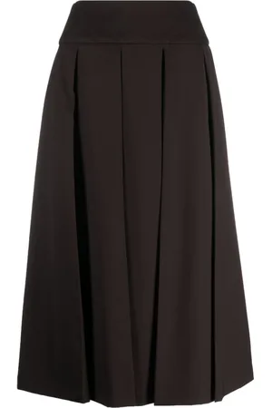 Patou Pleated virgin-wool midi skirt