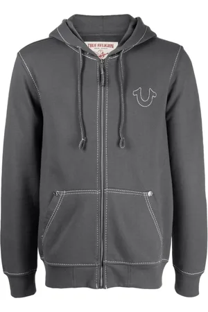 True Religion Logo-embroidered zip-up hoodie