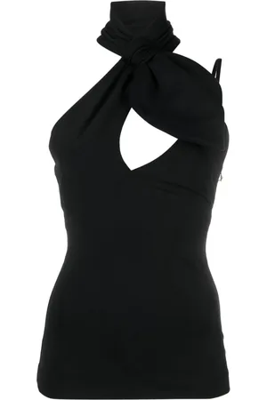 The Attico Tina crossover-neck top