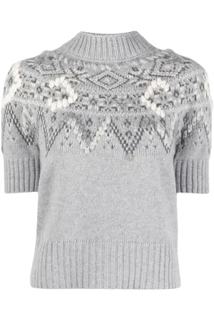 ERMANNO SCERVINO Patterned-jacquard short-sleeved jumper