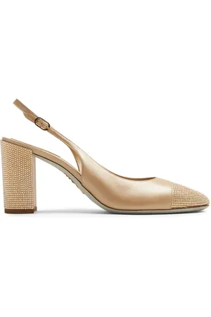 RENE CAOVILLA Crystal-embellished leather pumps