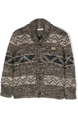 Dolce & Gabbana Logo-plaque intarsia-knit cardigan