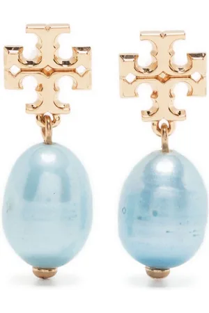 Tory Burch logo-plaque Pearl Stud Earrings - Farfetch