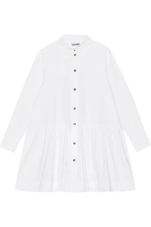 Ganni Pointed-collar organic cotton shirtdress