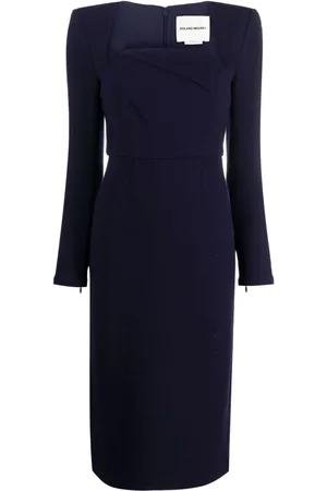 Roland Mouret Long-sleeve wool crepe midi dress