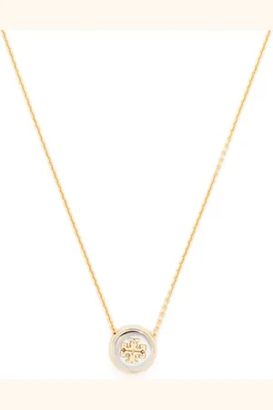 Tory Burch Delicate Crystal Logo Pendant Necklace