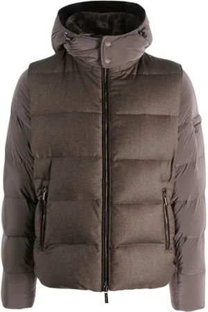 MOORER Detachable-hood puffer jacket