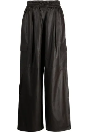 YVES SALOMON Drawstring leather cargo trousers