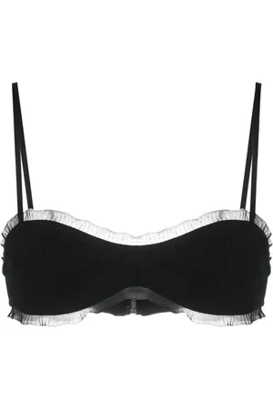 Ganni Lace-trim cotton crop top
