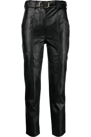 Twin-Set Buckled faux-leather trousers